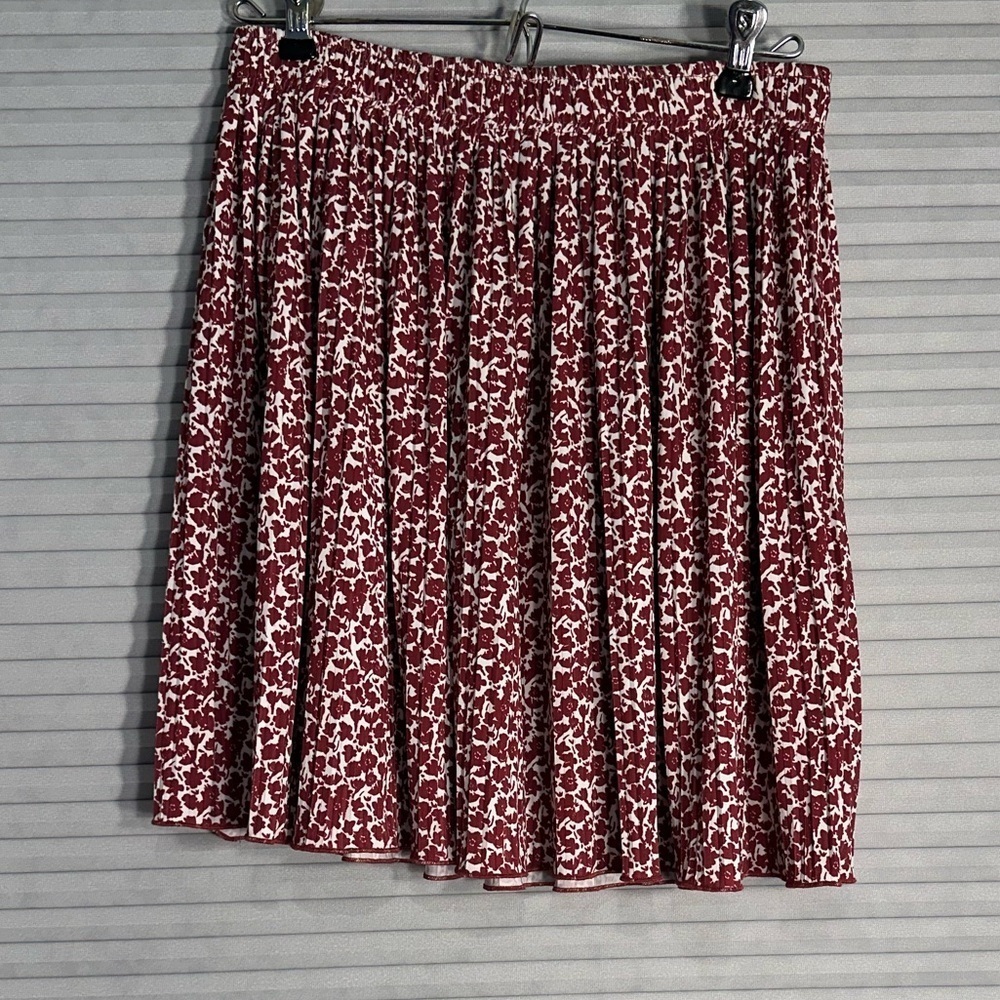 Red and white floral elastic waist mini skirt G-23